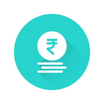 Rupee Coin Stack Circular Shadow Icon On White Background Vector Stock Illustration