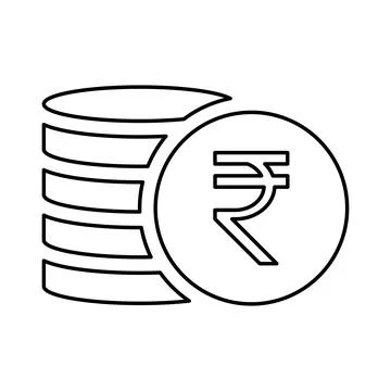 Rupee coins stack line icon Stock Illustration