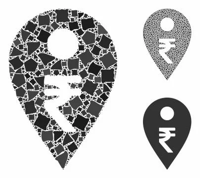 Rupee map marker Composition Icon of Ragged Items Illustrazione stock