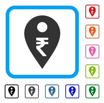 Rupee Map Marker Framed Icon Stock Illustration