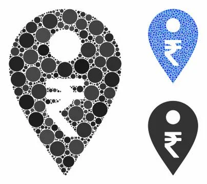 Rupee Map Marker Mosaic Icon of Circles イラスト素材