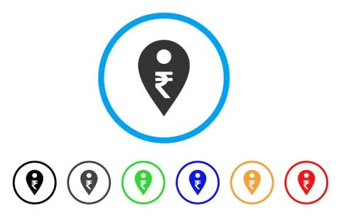 Rupee Map Marker Rounded Icon Stock Illustration