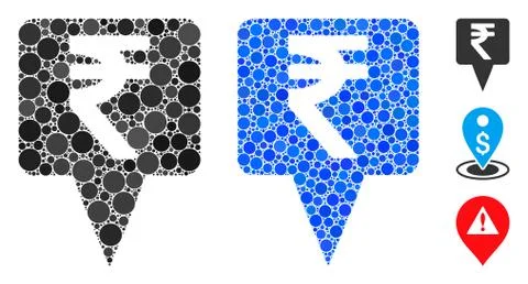 Rupee Map Pointer Composition Icon of Circles 스톡 일러스트