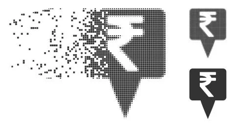 Rupee Map Pointer Dissolved Pixel Halftone Icon 스톡 일러스트