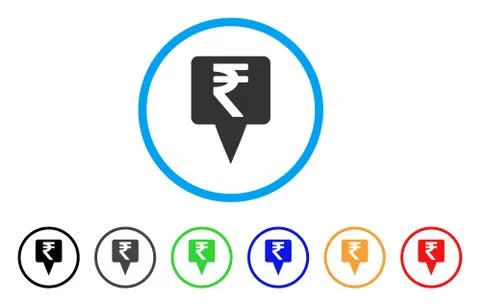 Rupee Map Pointer Rounded Icon Stock Illustration