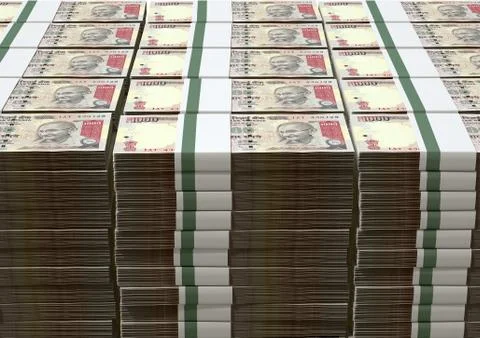 Rupee notes pile Illustrazione stock