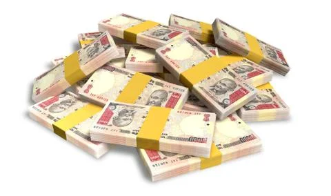 Rupee notes scattered pile Illustrazione stock