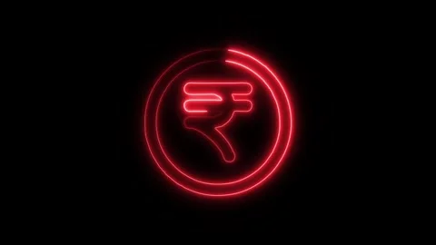 Rupee Outline Icon in HD Video Neon Animation Stock Footage 304553019