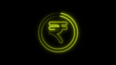 Rupee Outline Icon in HD Video Neon Animation Stock-Footage 304553020