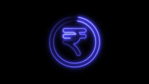 Rupee Outline Icon in HD Video Neon Animation Stock-Footage 304553024