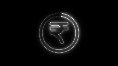 Rupee Outline Icon in HD Video Neon Animation 库存影片 304553025