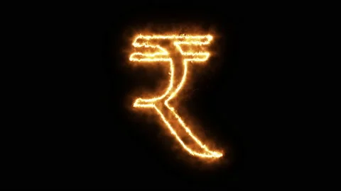 Rupee symbol of burning flame. Vídeo Stock 136344911