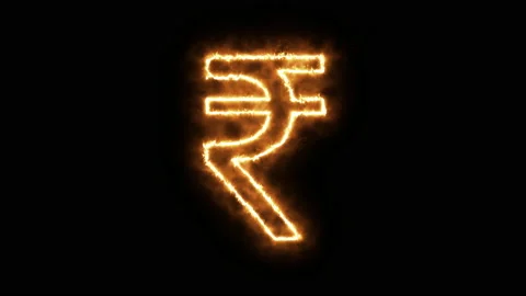 Rupee symbol of burning flame. 스톡 동영상 136430032