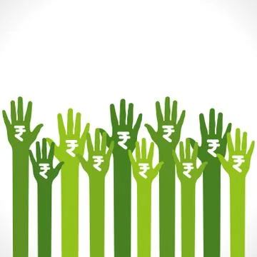 Rupee symbol in hand background vector Stock Illustration