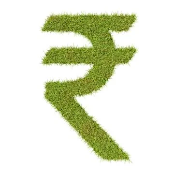 Rupee symbol made from grass Stock Illustration