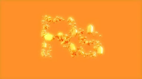 Rupee symbol on orange background - design sweet crystals alphabet Illustrazione stock