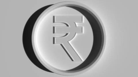 Rupee symbol in ring, eclipse lighting. Economic report or forex related 3D Stock Illustration