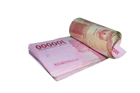Rupiah banknotes lying on an isolated background Stock Photos