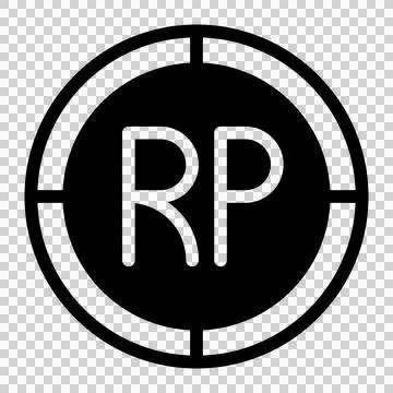 Rupiah Coin flat icon. Vector black and white illustration. Pictogram is isolate Stock Illustration