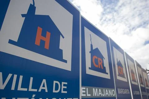 Rural accomodation sign posts placed at village entrance Stock Photos