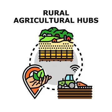 Rural agricultural hubs developing smart farming ecosystem Illustrazione stock