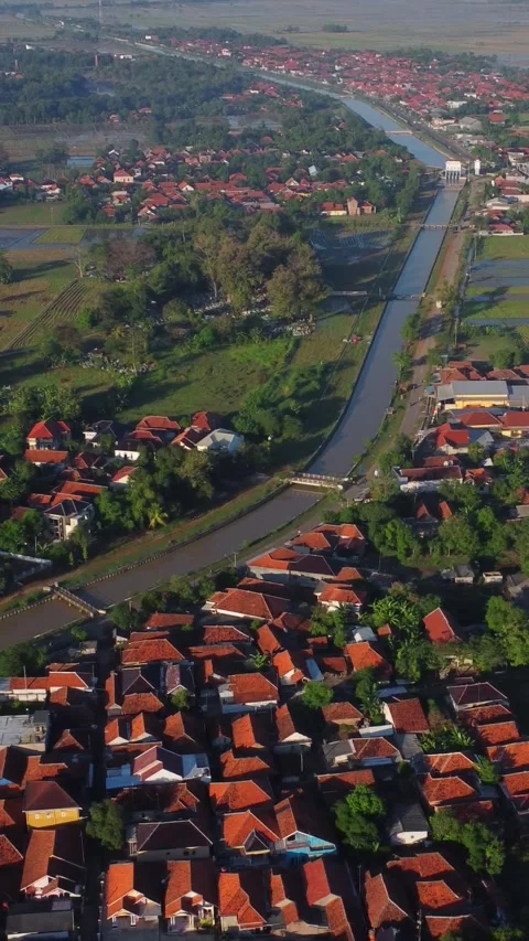 A rural area with a small town in the middle Stock Footage 319038680