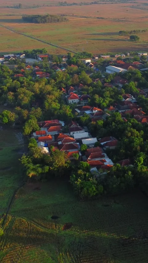 A rural area with a small town in the middle Stock Footage 319217480