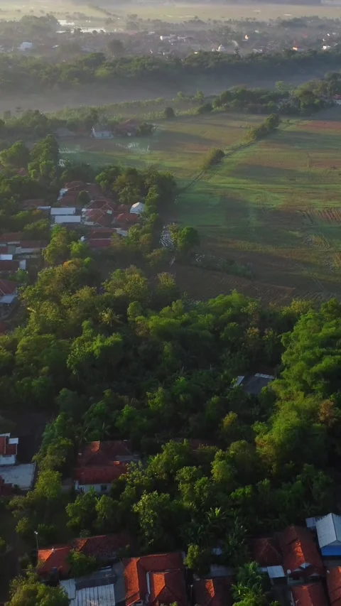 A rural area with a small town in the middle Stock Footage 319217698