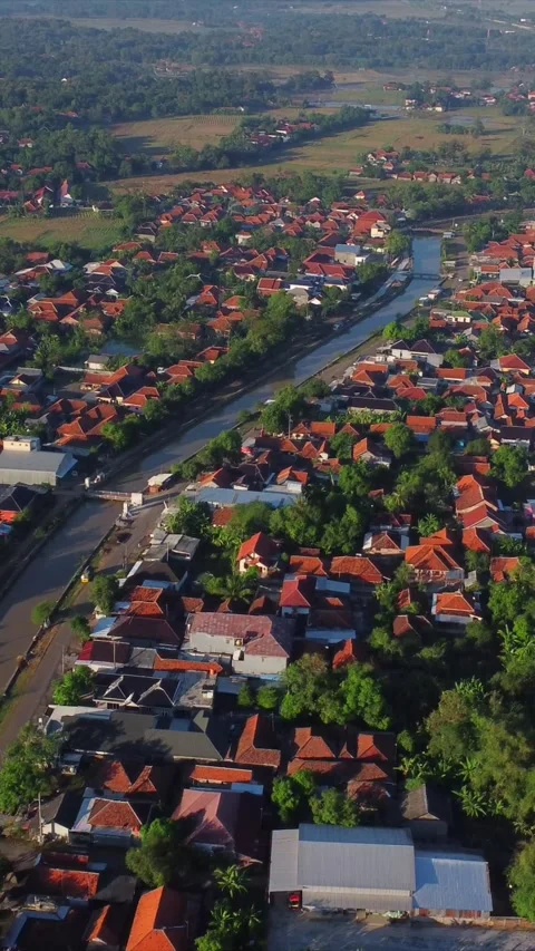 A rural area with a small town in the middle Stock Footage 319218006