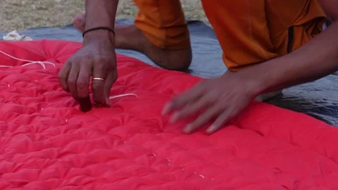 Rural Artisan Stitching Stock Footage 332534591