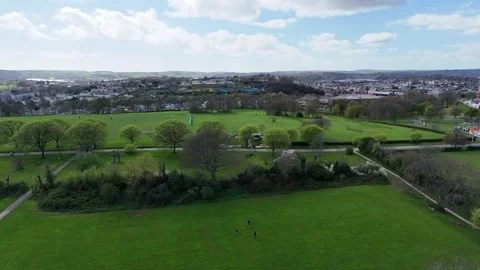 Rural British Town Skyline Drone Footage Stock Footage 337736070