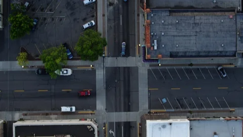 Rural City Intersection - Central Oregon Aerial 4k Stock Footage 128270427