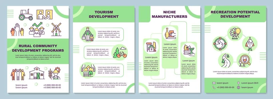 Rural community development programs brochure template Stock Illustration