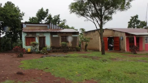 Rural country somewhere in the Buikwe District as seen from a car Stock Footage