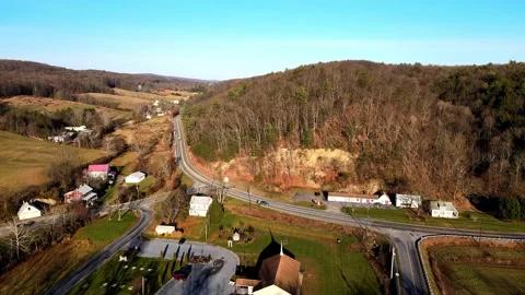 Rural Crossroads flyby Stock Footage 144555943