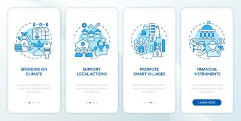 Rural development program blue onboarding mobile app screen Illustrazione stock