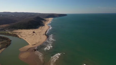 Rural drone beach panaroma Stock Footage 127122353