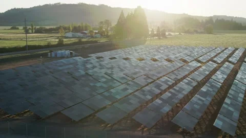 Rural Drone Solar Panels Vídeo Stock 141686068