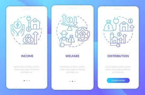 Rural electrification impact blue gradient onboarding mobile app screen Stock-Illustration