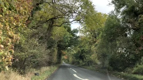 Rural England in the fall - drive through - Cotswolds Stock Footage 221842396