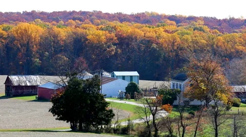 Rural Farm in the Fall Stock Footage 36034521