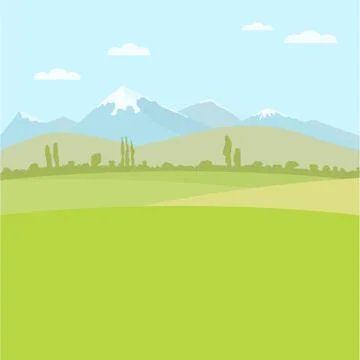 Rural field landscape for use as a background image. Flat color. Stock Illustration