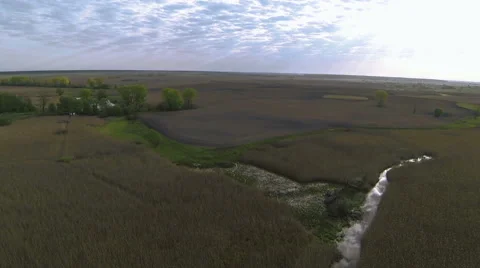 Rural   fields  with sky beams  .Aerial   landscape Stockbeeldmateriaal 40379632