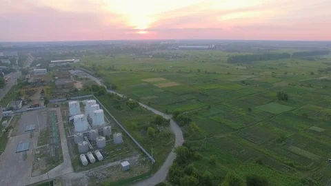 Rural fields with various types of agriculture, aerial shot Stock Footage 77525162