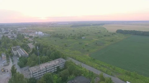 Rural fields with various types of agriculture, aerial shot Stock Footage 77525347