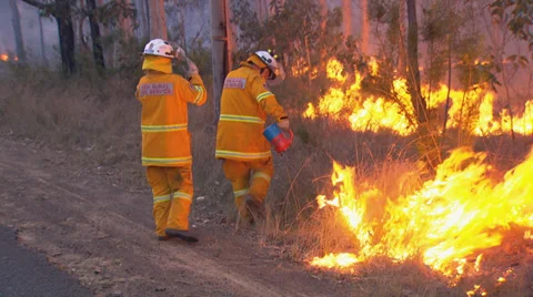Rural Fire Service back burns during Sydney bushfire PT10 Stock Footage 30368522