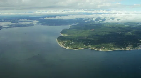 Rural Forest Peninsula on Cloudy Day - Aerial 1 Stock Footage 43146763