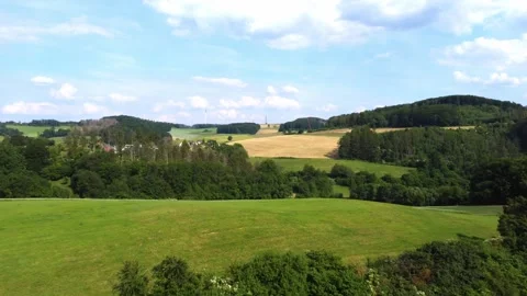 Rural german landscape with rolling green hills 스톡 동영상 348192580