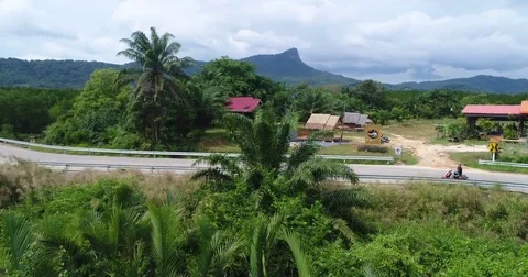 Rural highway running toward a steep sided jungle peak Vídeos de archivo 71300351