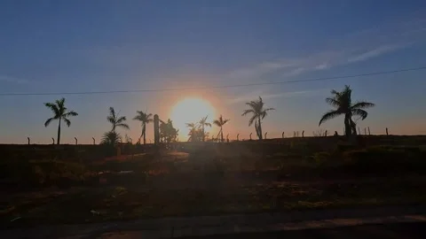 Rural Highway Sunset Driving View with Guardrail and Farmland Stock-Footage 333432020